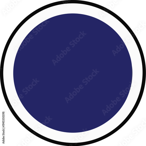 Simple graphic of a deep blue circle within a white ring and black border