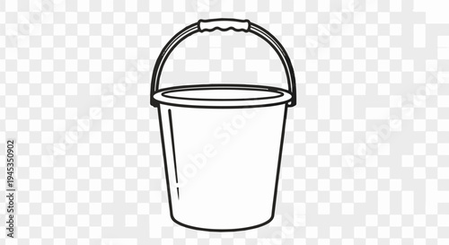 Simple line drawing of a bucket with a handle, on a checkered background