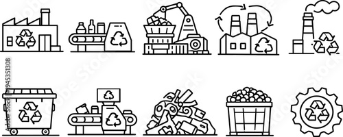Collection of environmental education and recycling icons for sustainability awareness