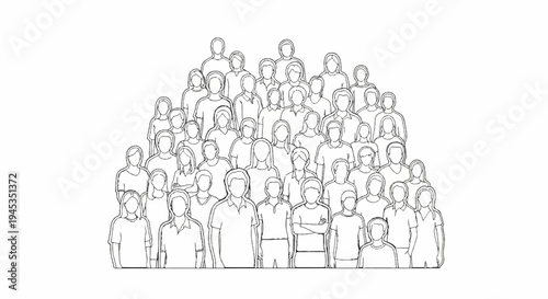 Sketch of a diverse crowd of people, varying in age and gender