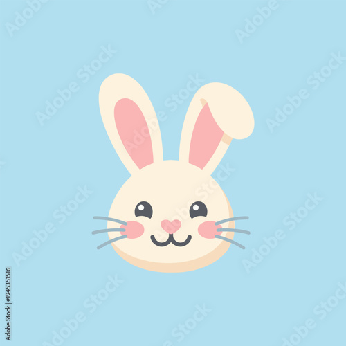 Cute Easter Bunny Face Cartoon Rabbit Avatar Head With Pink Cheeks Spring Holiday Vector Illustration