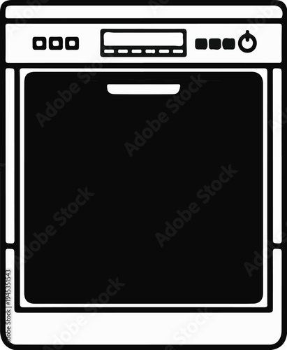 Silhouette of a modern kitchen appliance with a digital display and controls