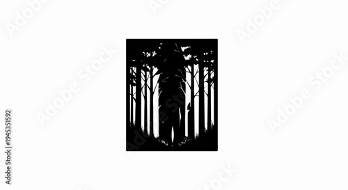 Silhouetted figure standing in a dense, dark forest