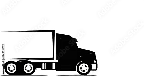 Silhouette of a semi-truck with a trailer against a white background