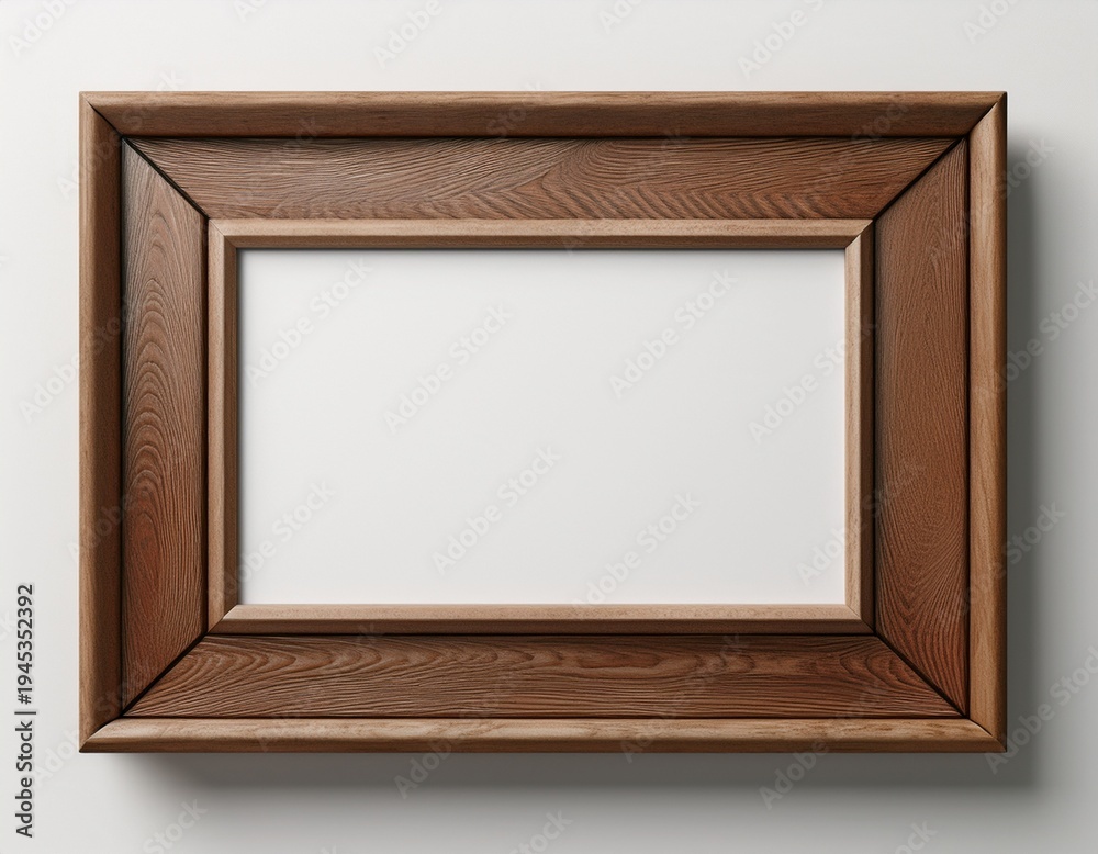 Fototapeta premium empty rustic brown wooden frame white background wooden picture frame wood frame mockup artwork