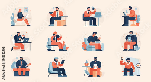 Diverse individuals engaged in various modern work and leisure activities (2)