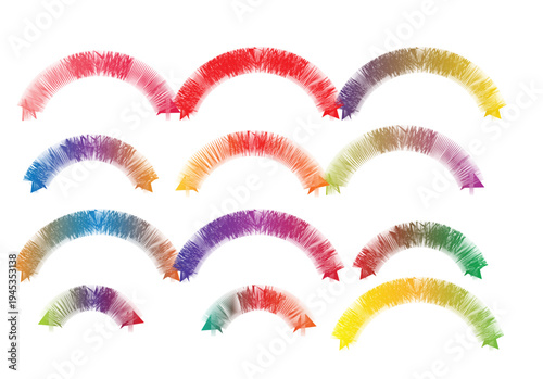Textured colorful arcs and curves - abstract design elements and backgrounds