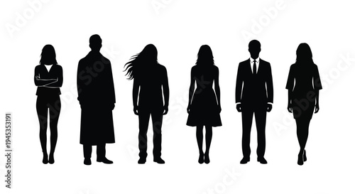 A group of people standing together in silhouette vector silhouette