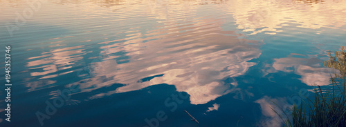 Reflection of a beautiful cloudy sky in a lake