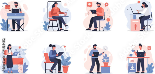 Diverse individuals engage in work and leisure activities with technology (1)