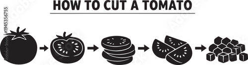 Vegetable Cutting Guide Infographic Kitchen Food Preparation Steps Vector