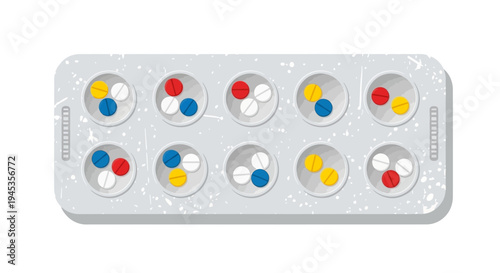 Colorful Pills in Blister Pack - Medical Treatment Concept