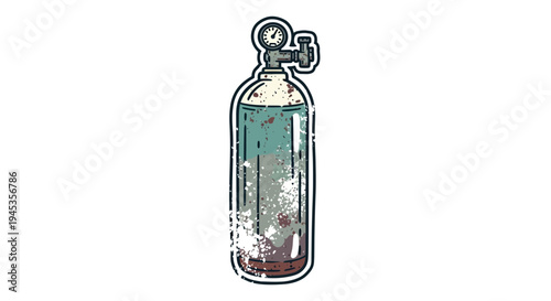 Compressed gas cylinder with pressure gauge, industrial equipment