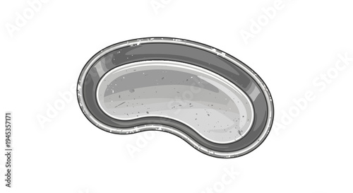 Medical kidney dish, stainless steel, isolated on white background