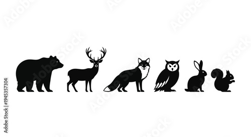 A group of animal heads with antlers vector silhouette