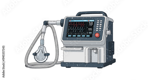 Medical ventilator with mask and display