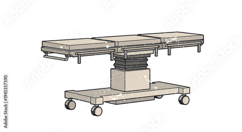 Modern operating table with adjustable sections and wheels