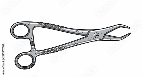 Surgical bone clamp, medical instrument, isolated on white background