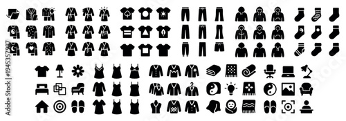 Clothing icons with shirt pants socks minimal