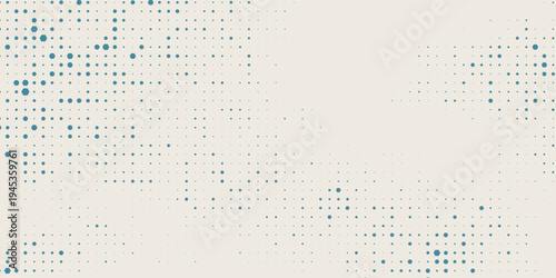 Abstract geometric background featuring a blue hexagonal halftone pattern forming smooth wave shapes over a soft beige backdrop.eps10