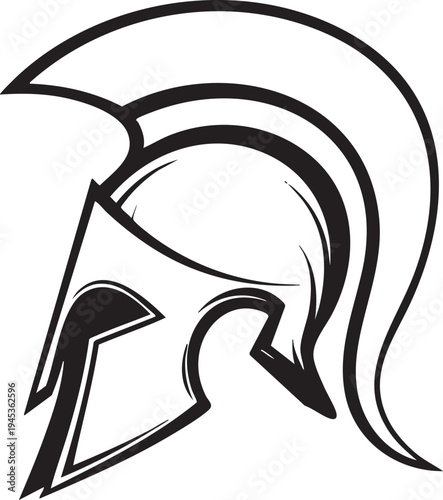 Ancient Phrygian helmet macedonian style black line art illustration
