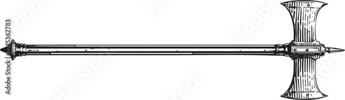 medieval war hammer weapon black contour illustration