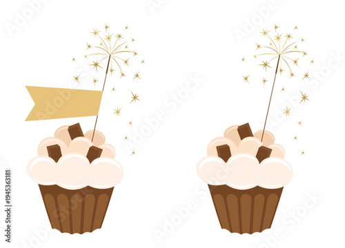 Celebration cupcake with sparklers.