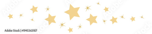 Flying stars and sparklers. Horizontal celebration divider.