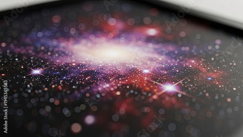 Wallpaper Mural Close-up of a digital art galaxy depiction on a dark surface, with glowing nebulas Torontodigital.ca