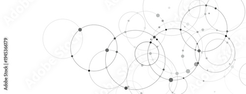 Circular vector network illustration with dots and lines forming a complex web