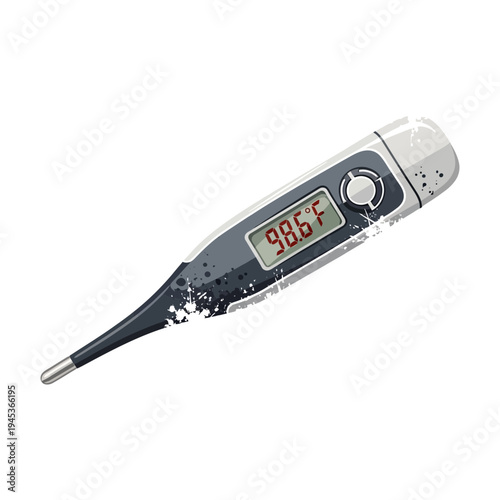Digital Thermometer Showing 98.6 F Temperature on White Background