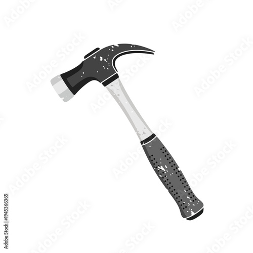 Hammer tool, vintage illustration, white background