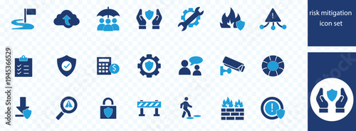 Risk Management web banner icon vector illustration concept featuring Risk Mitigation, Risk Assessment, Regulatory Compliance,Avoid,Competition,Competitive Advantage and Agile in a collection