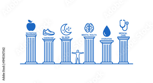 flat vector Health Pillars Vector isolated on White Background vector background, vector illustration