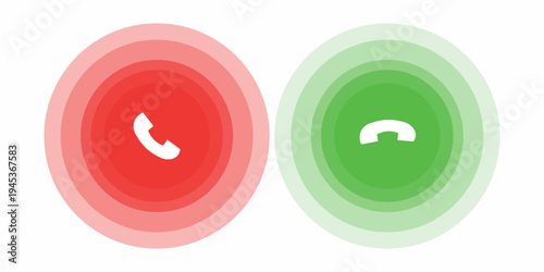Answer and decline phone call buttons. Phone call. Telephone sign. Accept call and decline phone icons. vector