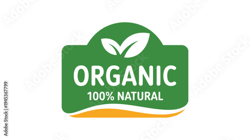 A green organic label featuring a leaf and the word organic in white