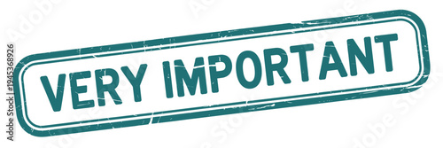 A teal rectangular stamp displaying the word important in bold white capital letters