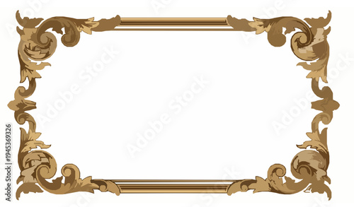 Vintage gold Renaissance ornamental frame vector with baroque decorative border