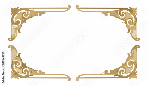 Elegant Renaissance gold decorative frame vector with ornate floral border