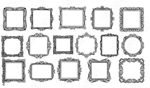 Antique Victorian photo and mirror frame collection with ornate decorative borders