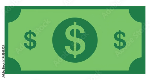  Green dollar bill isolated on transparent background