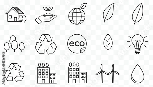 Set of ecology icons, vector illustration. nature, environment and sustainability symbols