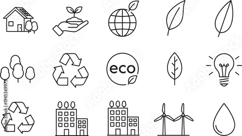 Set of ecology icons, vector illustration. nature, environment and sustainability symbols