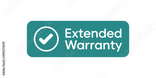 A teal banner displays the text Extended Warranty and a white checkmark