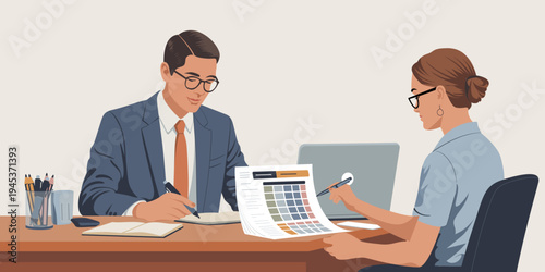 Small Business Budget Planning Meeting at Desk