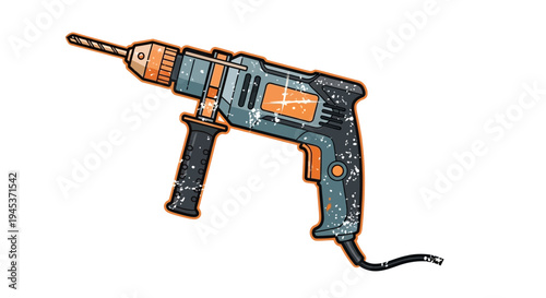 Corded Drill Tool Isolated on White Background