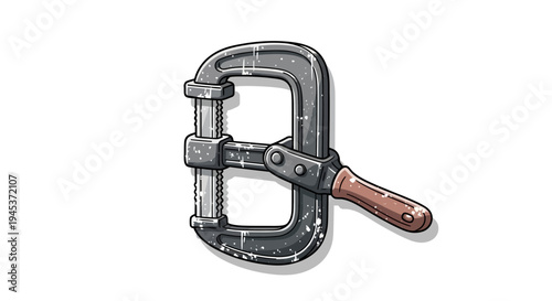 Vintage C-Clamp Tool Illustration