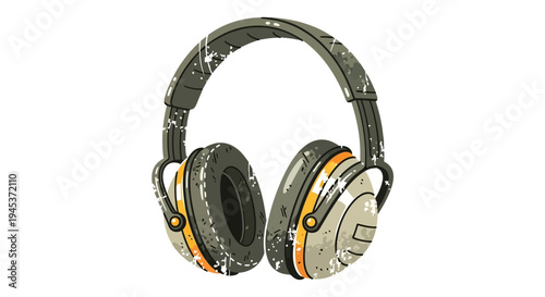 Vintage Headphones Illustration