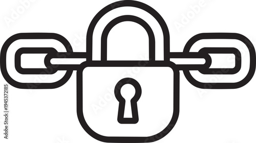 Broken padlock with snapped metal chains symbolizing security breach unlocked data and hacked cyber network protection vector icon