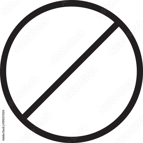 Simple blank prohibition circle sign with diagonal slash representing universal restriction blocked access and forbidden network actions vector